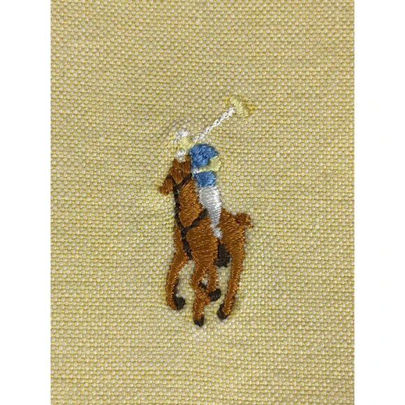 VTG 80s-90s era Polo by Ralph Lauren Mens Yellow Long Sleeve Shirt Size 17-34 - Picture 6 of 12